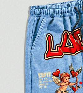 Pantalones Cortos Deportivos Transpirables de Algodón 100% Pesado con Cordón en la Cintura, Estilo Casual, Lavado Ácido, Impresión Personalizada al por Mayor - Product Image 6