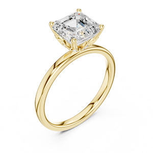 High Quality Everyday Wear <b>Ring</b> For Women <b>Crafted</b> From 14k Solid Yellow Gold Featuring Prong Set Asscher Cut Lab Grown Diamond - Product Image 4