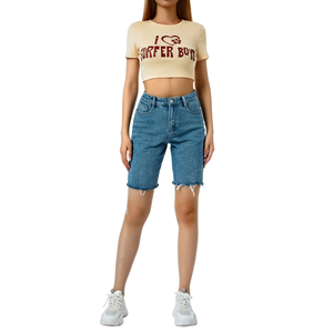 T-shirt court pour femme imprimé « I Love Surfer Boys », manches courtes, col rond, coupe ajustée, décontracté, 100 % coton jersey, printemps-été - Product Image 2