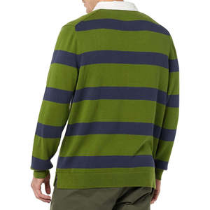 Suéter a rayas de primera calidad para hombre, camisa retro de rugby polo de manga larga para hombre, camisa de rugby de algodón tejida con logotipo personalizado para hombre - Product Image 5