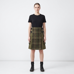 Kilt unisexe vert olive à carreaux, style utilitaire, avec poches cargo, sangle réglable, vêtement de travail, streetwear, design de kilt personnalisé - Product Image 3