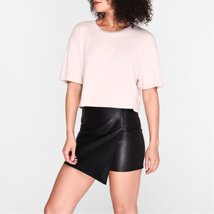 Women Loose <b>Crop</b> <b>Top</b> T-Shirt Summer 100% Cotton Eco-Friendly 220 Grams Breathable Quick Dry High Street Style Low MOQ 10 Pcs - Product Image 4