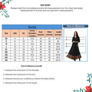 Kurta Anarkali estilo Angrakha para mujer, negra, de rayón estampado, con cuello en V y mangas tres cuartos, diseñada para ropa informal étnica global. - Product Image 4