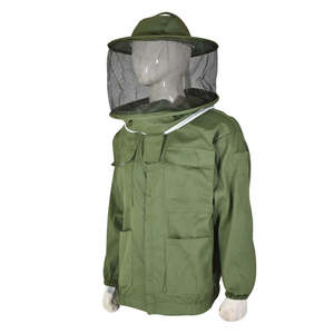 Veste de protection pour apiculteur avec voile amovible, respirante, en polyester et coton vert, coupe ample - Product Image 1