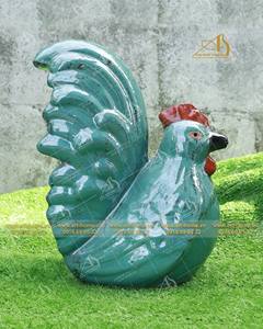 SH004H33 Figurine de coq au design moderne fait à la main Une utilisation intérieure/extérieure à queue haute unique améliore les jardins et les espaces de vie - Product Image 2