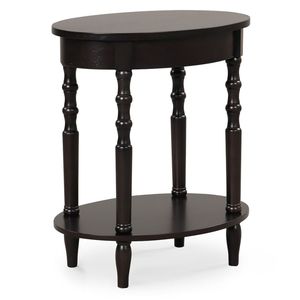 Solid Wood 2-Tier Oval <b>Side</b> <b>Table</b> with <b>Storage</b> Shelf Elegant Console <b>Tables</b> - Product Image 4