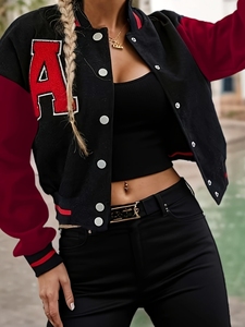 Chaqueta Corta con Estampado de Letras, Estilo Casual y Moderno para Mujer - Product Image 6