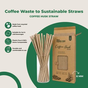 Pajitas Ecológicas Aaroyaa de Cáscara de Café Biodegradables y Libres de Plástico de 6 mm y 8 mm para Bebidas Frías, Smoothies y Batidos - Product Image 3