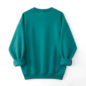 Women Oversized Green Crew neck <b>Sweatshirt</b> Red <b>Heart</b> Print Graphic Drop Shoulder Long Sleeve Pullover Cotton Fleece Street wear - Product Image 2