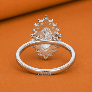 Anillo de Diamante Cultivado en Laboratorio con Corte Marquesa, Anillo de Compromiso con Diamante de 0.50CT-2.00CT, Anillo con Halo de Racimo, Engaste Catedral, Anillo de Aniversario - Product Image 4