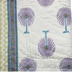 Edredón Tradicional Indio de Algodón con Patrón de Plantas, Acolchado, para Cama Individual, Reversible, 100% Algodón, Ecológico, con Estampado de Bloques, para Todas las Estaciones - Product Image 4