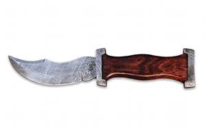 Handcrafted Patterned Steel Curved-Profile Utility <b>Craft</b> <b>Tool</b> Burl Wood Handle Executive Display Piece - Product Image 2