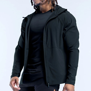 Top Selling OEM Custom Logo Midnight Black Men Zip Jacket & Zip Hoodie Lightweight Quick Dry Gym & Streetwear Hoodie For Men - Product Image 3