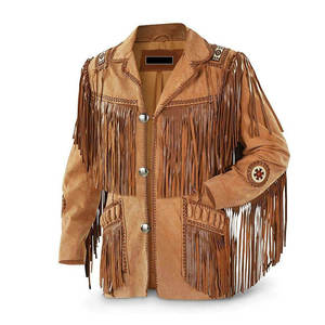 Chaqueta de Cuero de Gamuza Estilo Vaquero Occidental para Hombre, con Flecos y Cuentas, Bordada a Mano, Vintage - Product Image 5