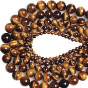 ลูกปัดกลมตาเสือสีน้ำตาลธรรมชาติ |   อัญมณีเกรดพรีเมียมสำหรับทำเครื่องประดับ (15 นิ้ว) - Product Image 5