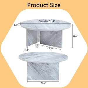 Mesa de Centro Redonda Blanca de MDF, Estilo Nórdico Minimalista Moderno, Decoración Multi-Estilo, 31 Dimensiones - Product Image 4