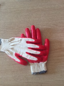 Red Cotton Latex Coated Cut-Resistant Knit Gloves Ambidextrous Pull on Cuff Household Cleaning Protection - Product Image 5