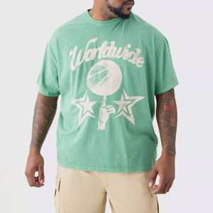 Service OEM de haute qualité, vente en gros de t-shirts personnalisés pour hommes avec impression en relief, t-shirts en coton à manches courtes avec impression en relief - Product Image 1