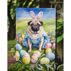 Multicolor Pug Easter Egg Hunt Garden Flag Buzón Decorativo Yard Banner para Patio Obra de arte para macizos de flores y césped - Product Image 3