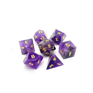 Dés en Améthyste pour Dungeons & Dragons DND RPG, Ensemble de 7 Dés en Pierre Précieuse Sculptés, Vente en Gros - Product Image 1