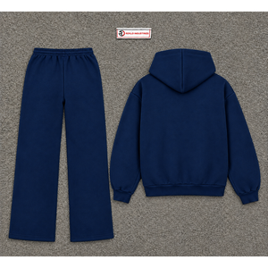 Ensemble de survêtement pour homme bleu marine, sweat à capuche zippé et pantalon de jogging en molleton uni, style streetwear décontracté, tenue de sport deux pièces avec cordon de serrage - Product Image 6