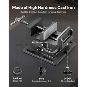 Morsa da banco portatile per trapano, larghezza ganasce 4,25 pollici, costruzione in ghisa resistente, inclinazione regolabile a 0-90 gradi - Product Image 3