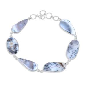 High Quality Dendritic Agate Multi Gemstone Brass Silver Plated Bohemian Geometric Unique Design Bezel <b>Set</b> Fashion <b>Bangle</b> Unisex - Product Image 1