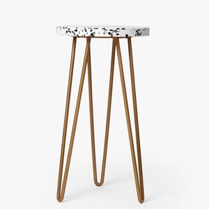 Maceta Decorativa Rústica de Madera Hecha a Mano con Incrustaciones de Madreperla y Patas de Metal para Hogar y Jardín - Product Image 1