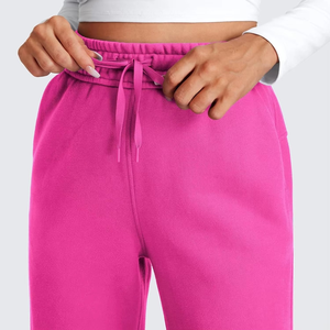 Hot Sale Pink Wide Leg Jogger Pants Mid Waist Elastic Loose Fit Full Length Casual <b>Fleece</b> Eco-Friendly Quick Dry 280g <b>Women's</b> - Product Image 5