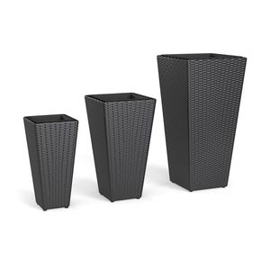 Fioriere Impilabili in Rattan Sintetico PP con Telaio in Metallo e Vasi Interni per Uso Interno ed Esterno - Product Image 3
