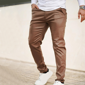 <b>Men's</b> PU <b>Leather</b> Straight Fit Casual <b>Trousers</b> Stylish Streetwear Bottoms Durable Fabric Comfortable Fit Modern Fashion - Product Image 4