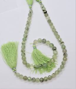 Cuentas redondas facetadas de prehnita natural AAA, cuentas de superficie lisa con corte fino para la fabricación de joyas, diseño artesanal, joyería de prehnita natural - Product Image 1