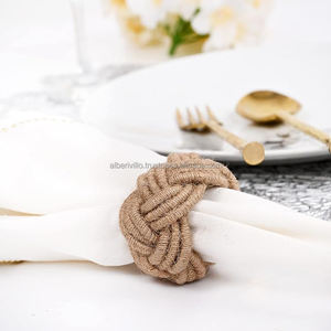 Servilletero de yute bohemio sostenible con diferentes diseños para la decoración de la boda y la cocina del hogar - Product Image 4
