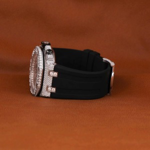 Verdantis VVS Moissanite <b>Watch</b> Rose Gold Fully Iced Out Round Case Green <b>Arabic</b> Numeral Fluted Bezel Horizon Link Custom <b>Watch</b> - Product Image 2