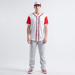 ชุดยูนิฟอร์มเบสบอลคุณภาพสูง แบบติดกระดุม ชุดซอฟต์บอลเบสบอล ผ้าโพลีเอสเตอร์ 100% ชุดยูนิฟอร์มเบสบอลแบบติดกระดุม - Product Image 5