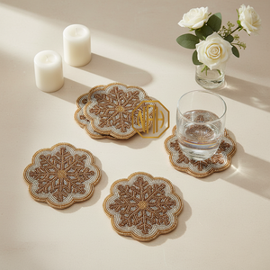 Round Cherry Design Fabric Coaster Handmade Bohemian <b>Table</b> <b>Mats</b> for Kitchen Dining Decor - Product Image 2