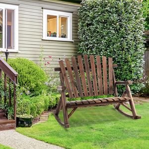 Sedia a dondolo Adirondack in legno rustico nera per esterni, per donna - Product Image 2