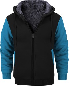Nueva Sudadera con Capucha para Hombre, de Forro Polar, con Cierre, Color Verde Oliva y Beige, Manga Larga, Color Sólido, Informal, para Invierno, Corte Regular, Resistente al Viento, Tejida - Product Image 2