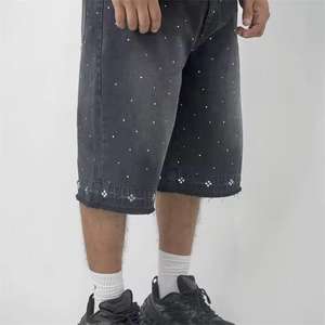 Pantalones Cortos de Mezclilla para Hombre, Estilo Hip Hop, Personalizados, con Diamantes, Estilo Baggy, Desgastados, con Pedrería, Fabricante - Product Image 4