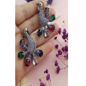 Pendientes Colgantes de Latón Plateado de Primera Calidad con Circonitas para Mujer, Colección de Moda para Fiestas Nocturnas - Product Image 2