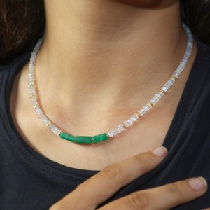GOODSTONE JEWELS <b>Necklace</b> with 3 Pencil Face Beads Handmade Beaded Jewelry - Product Image 2