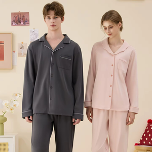 Wholesale Knitted Cotton Couple <b>Pajamas</b> <b>Set</b> Spring Autumn Long Sleeved Sleepwear Home Wear <b>Set</b> <b>for</b> <b>Men</b> and Women - Product Image 4