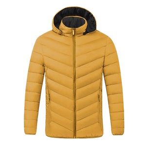 Vestes matelassées décontractées jaunes les plus vendues avec deux poches zippées, style streetwear, chaudes et rembourrées, pour hommes adultes, hiver - Product Image 1