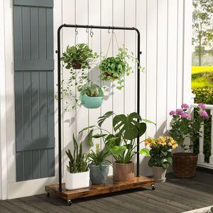 Rolling Garment Rack with Hanging <b>Hooks</b> and Bottom Storage <b>Shelf</b> Convenient Clothes Organiser - Product Image 2