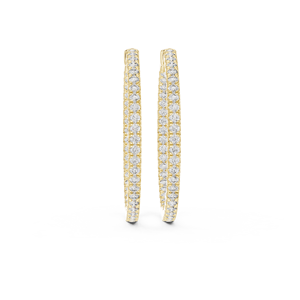 18K Yellow <b>Gold</b> Inside Out <b>Huggie</b> Hoops Earrings Round Cut Lab Grown Diamond DEF VVS Bridal Wedding Earrings Fine Jewelry Women - Product Image 2