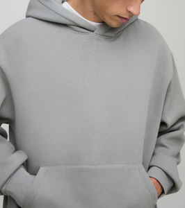 เสื้อฮู้ดผู้ชายสีเทา พิมพ์โลโก้ได้ ทรงปกติ สีพื้น ผ้าฟลีซ โพลีเอสเตอร์ 100% แขนปกติ กันน้ำสำหรับฤดูหนาว - Product Image 5