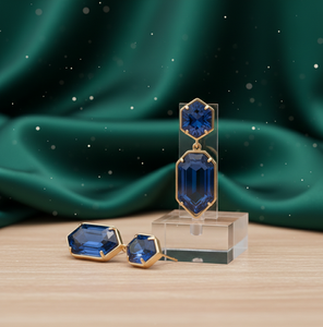 Boucles d'oreilles pendantes fantaisie bleues hydro 5,5 pouces 10 mm en pierres précieuses, en argent sterling 925 plaqué or, cadeau pour elle - Product Image 1