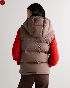 Women's Hooded Puffer Vest Sleeveless Down Alternative Winter <b>Waistcoat</b> Zipper Outerwear Custom Logo Women's Padded Vest - Product Image 6