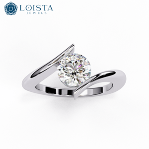 D VVS2 Round Cut 1.0CT <b>Iced</b> Out Diamond IGI Certified Lab Grown Diamond Solitaire Jewelry 18K Solid Gold <b>Ring</b> for Engagement - Product Image 1