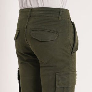 Shorts cargo vert olive pour homme, taille mi-haute, 100% coton, respirant, séchage rapide, taille élastique, décontracté avec poches - Product Image 6